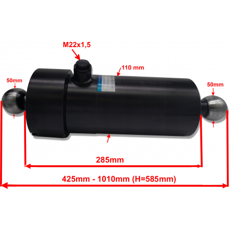 SIŁOWNIK HYDRAULICZNY HL 6011/8011 ST3 H=580 Z DWOMA ZABEZPIECZENIAMI